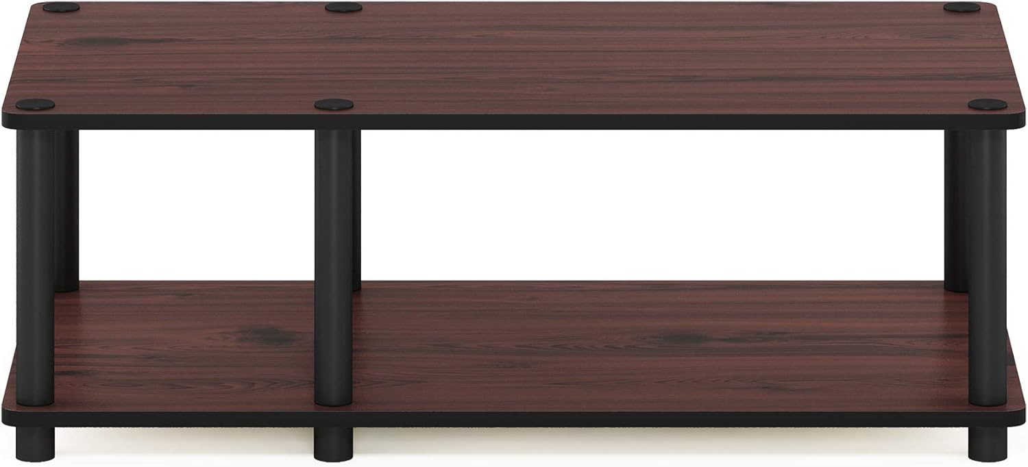 Furinno Turn-N-Tube TV Riser Stand, 2-Tier Small Elevated No Tools TV Stand, TV Console for TV up to 32 inch, 15.8 x 23.8 x 11, for Living Room, Bedroom, French Oak/Black