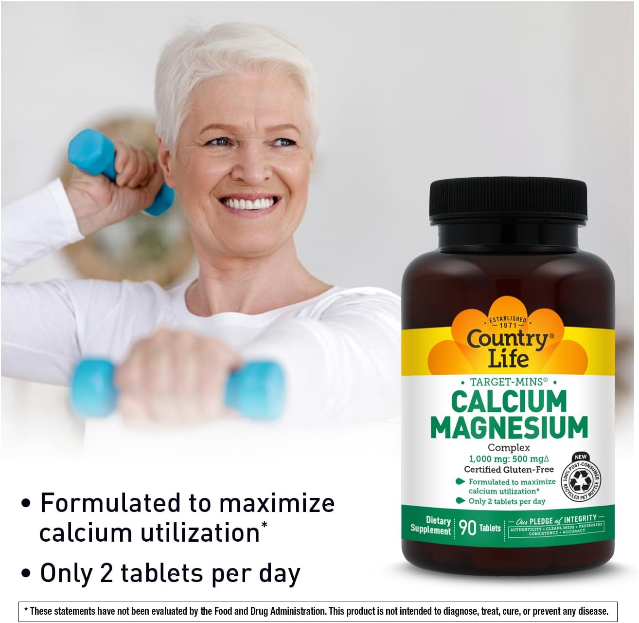 Country Life Target-Mins Calcium Magnesium Complex, 360 Tablets | 2:1 calcium-to-magnesium ratio with 180 convenient daily servings
