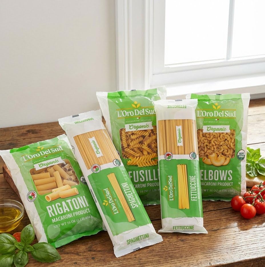 L'Oro Del Sud Organic Farfalle Pasta, Italian Durum Wheat, (16 oz x 4 Pack)