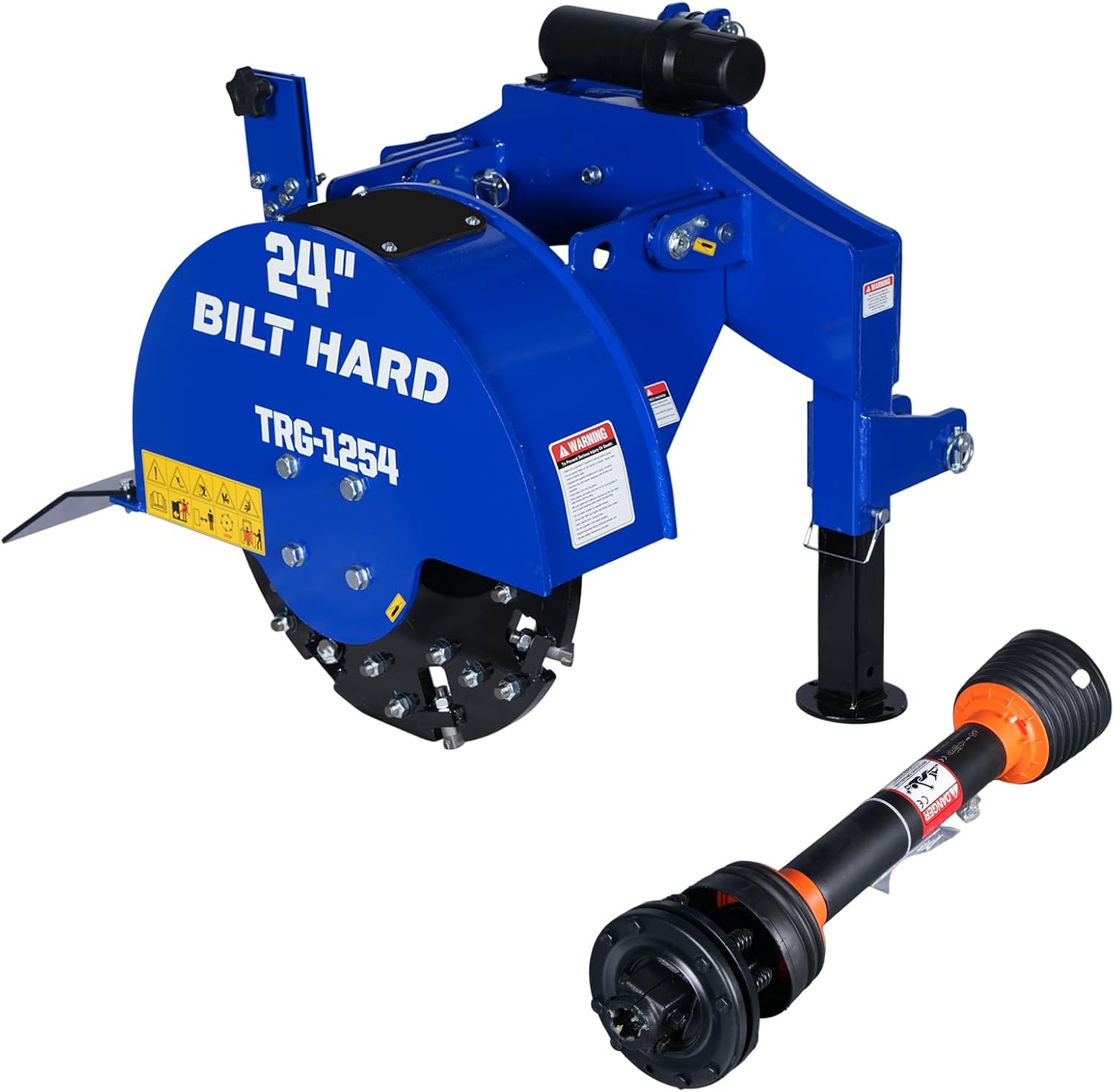 BILT HARD 3 Point PTO Stump Grinder for Tractors, 15-45HP, 6'' Cutting Depth with 34 Carbide Teeth and 24'' Flywheel Diameter for Tree Stump Removal