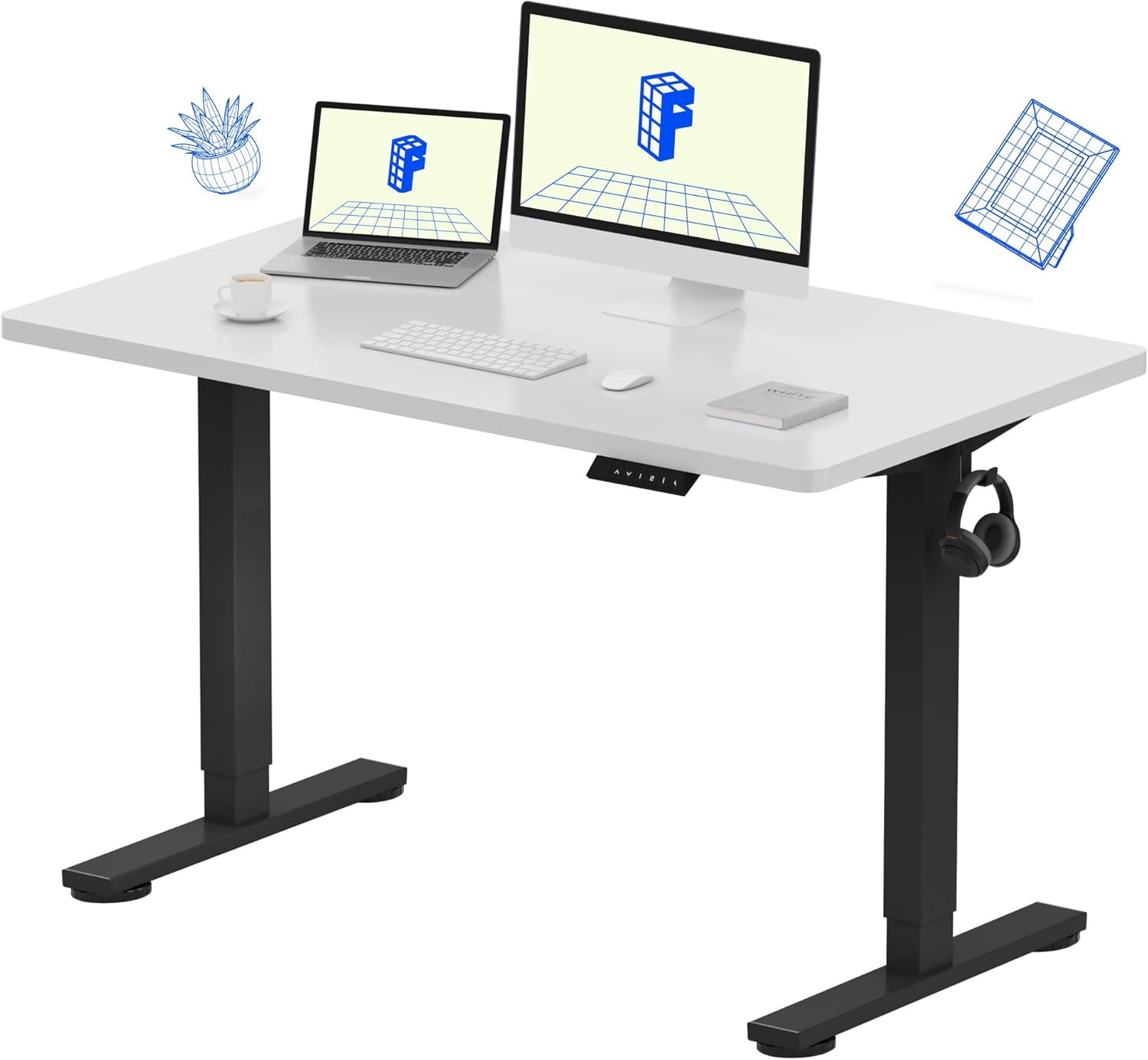 FLEXISPOT EN1 One-Piece Standing Desk, Electric Adjustable with 4 Memory Presets, 176 LBS Capacity, Stable & Quiet