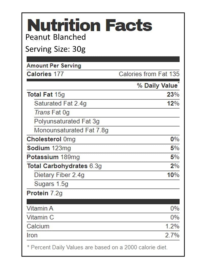Aiva Blanched Peanuts Skinless, Blanched Raw, Uncooked Gourmet Quality Nut USA Grown 5 LB