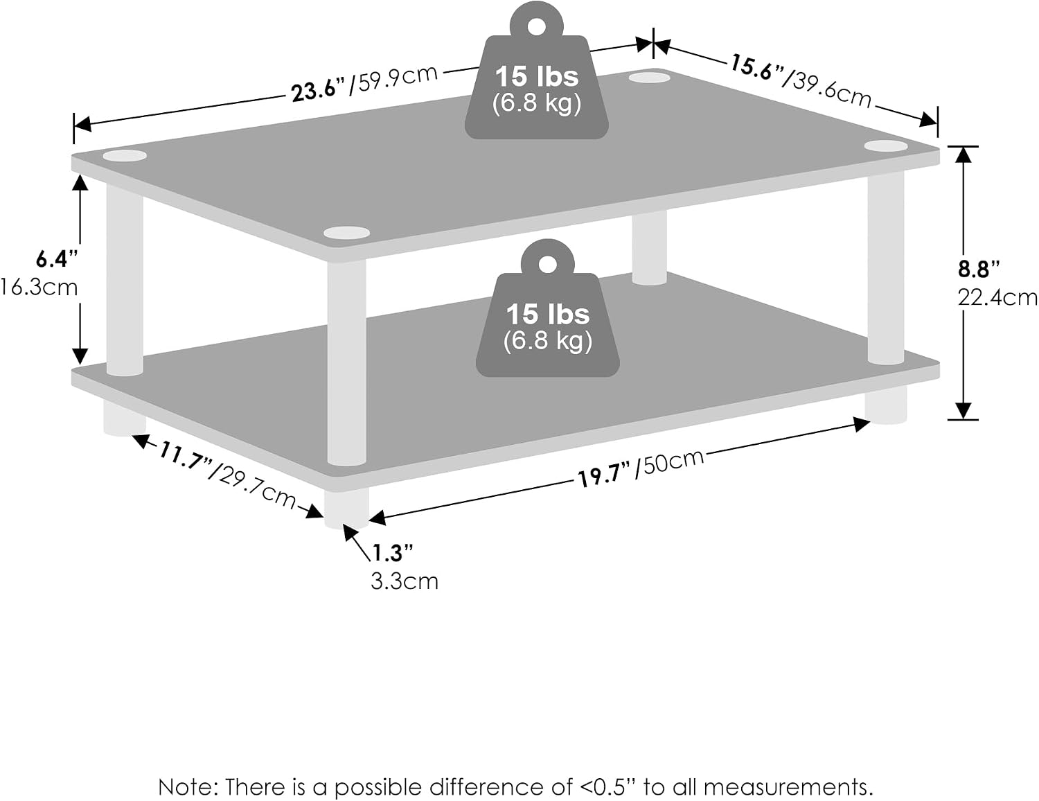 Furinno Turn-S-Tube No Tools 3-Tier Entertainment TV Stands, Dark Cherry and Black