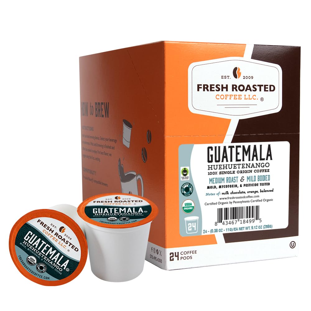 Fresh Roasted Coffee, Organic Colombian K-Cup Pods for Keurig Brewers, Medium Roast, USDA Organic, Kosher, 24 Count (Pack of 3)