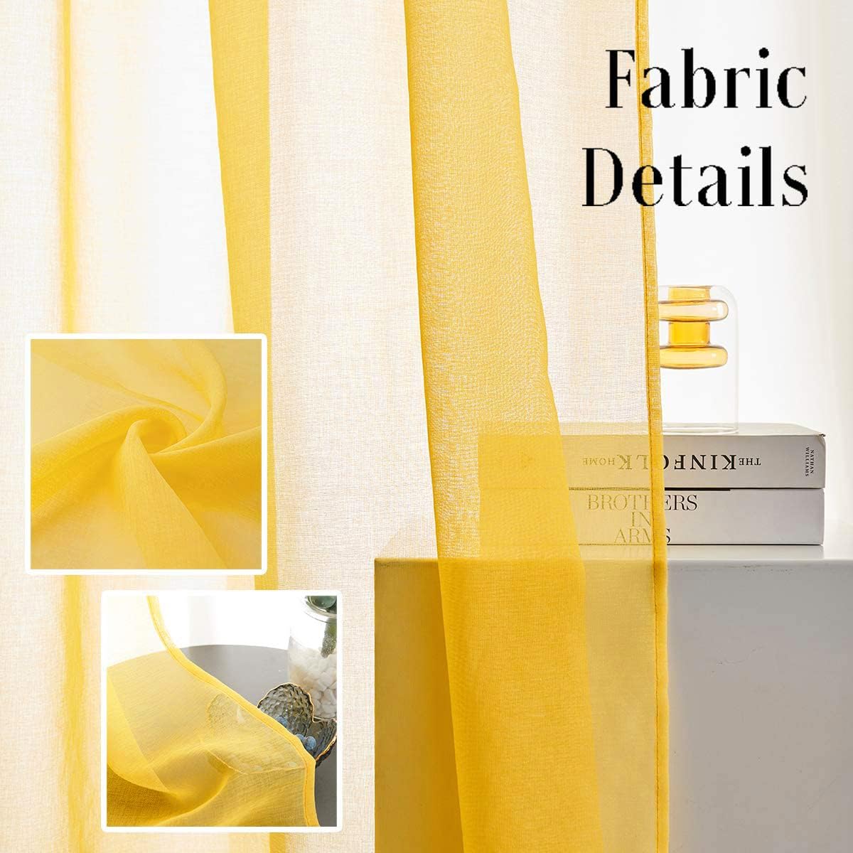 Off White Semi Sheer Curtains 72 Inches Long Faux Linen Off White Sheers Curtain for Bedroom Living Room Girls Kids Room 2 Panels 52x72 Inch Length
