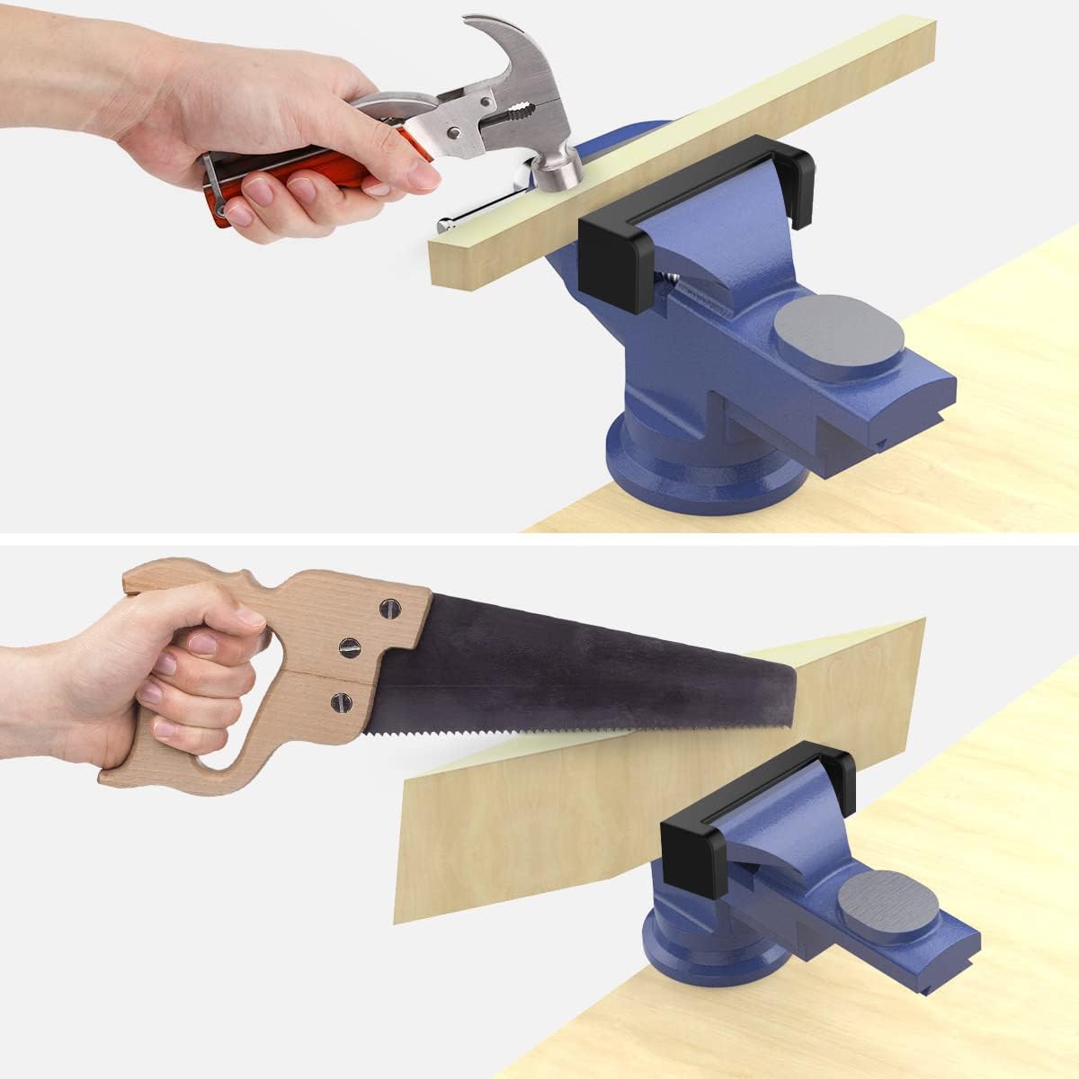Housolution Universal Table Vise 3 Inch, 360°Swivel Base Bench Clamp