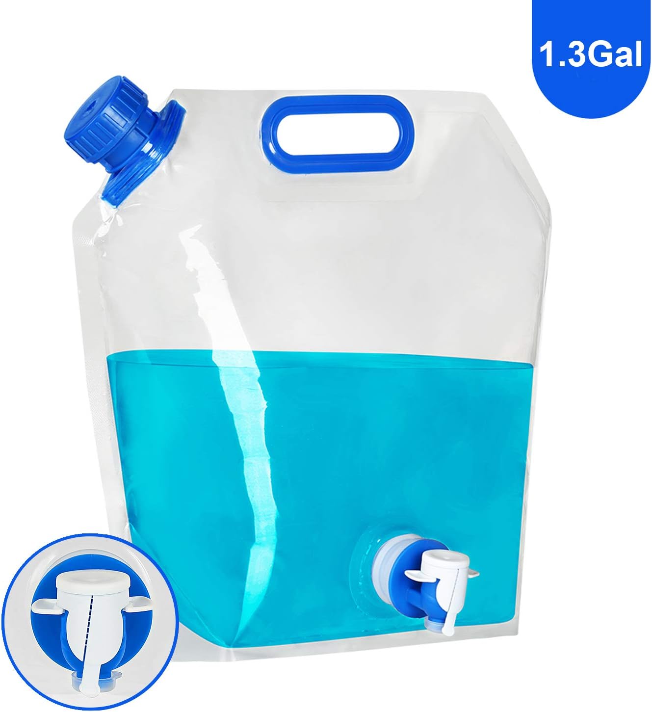 Collapsible Water Container, BPA Free Food Grade Clear Plastic Water Jug with Spout for Sport Camping Riding Hiking, Foldable Emergency Water Bottle