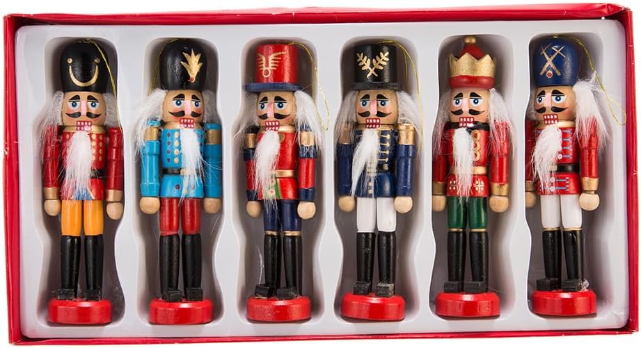 Kurt Adler Wooden Nutcracker Ornament Set, 5-inch Height, Multicolor, Wood