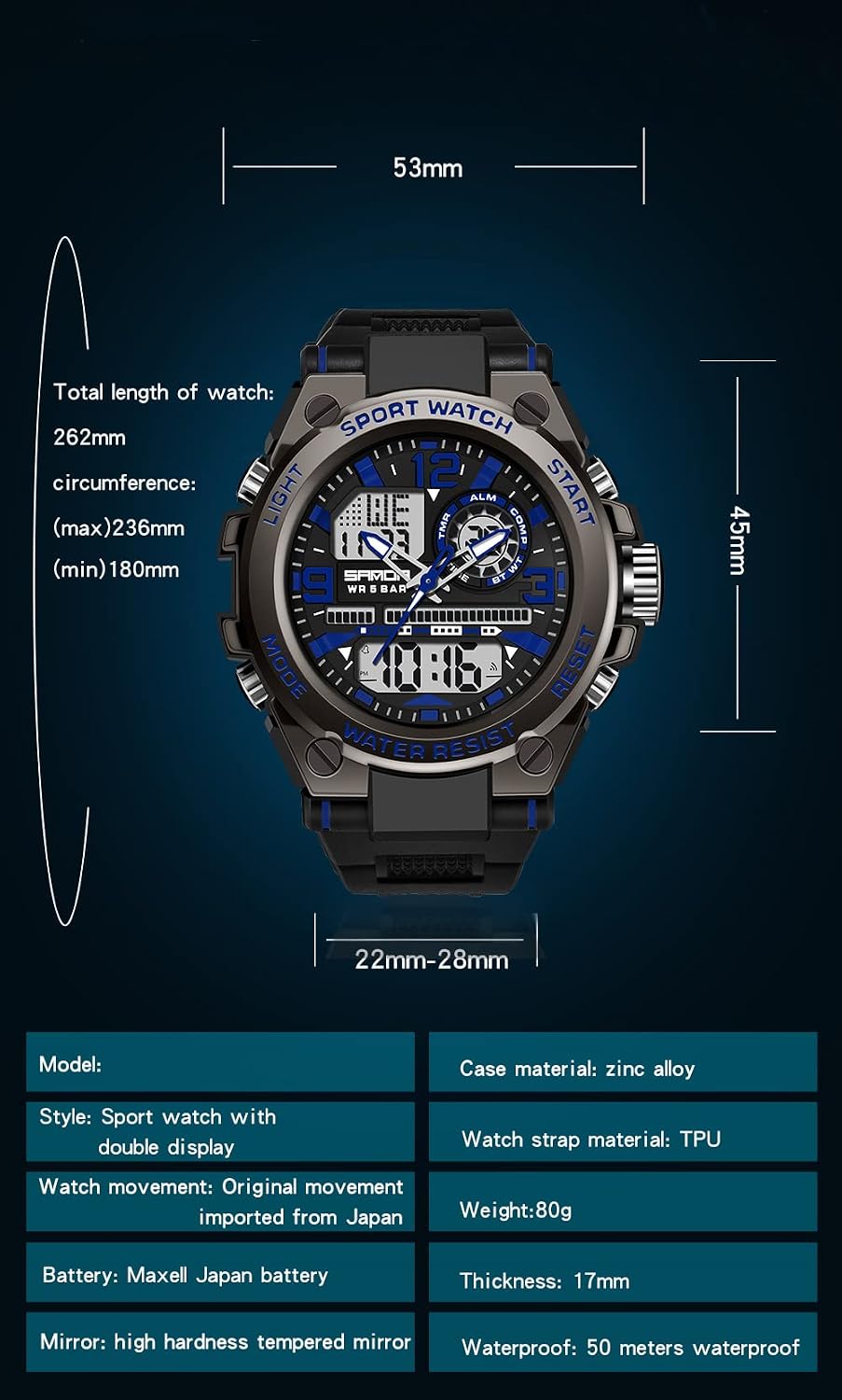 KXAITO Men's Watches Sports Outdoor Waterproof Military Watch Date Multi Function Tactics LED Alarm Stopwatch