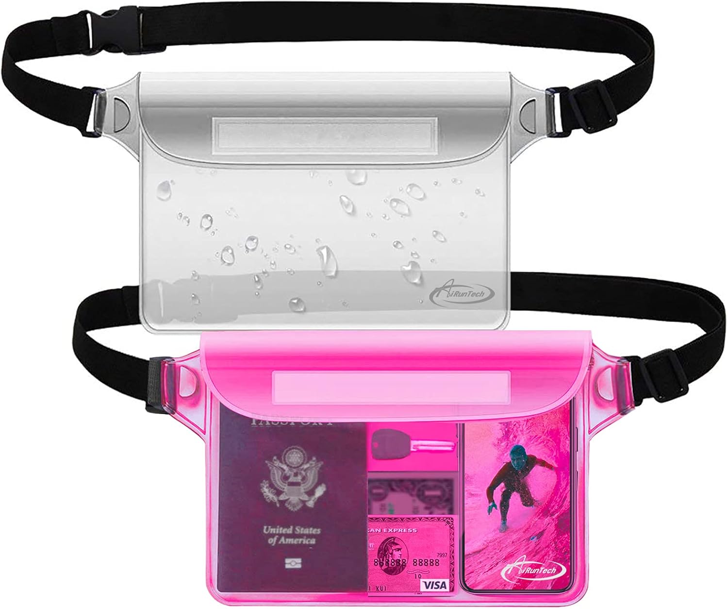 AiRunTech Waterproof Fanny Pack,Phone Pouch Dry Bag for Passport Wallet Purse,Floating Waterproof Bags for Travel Beach Swimming Kayaking Boating Cruise Accessories