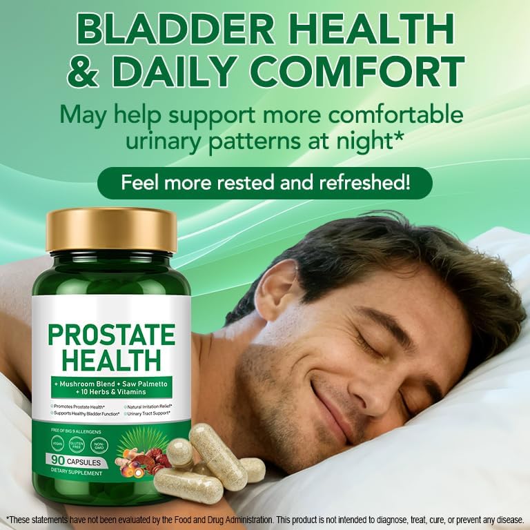 Saw Palmetto Prostate Supplement for Men 2000mg – Advanced 45% Fatty Acids Formula with Reishi & Maitake, Stinging Nettle