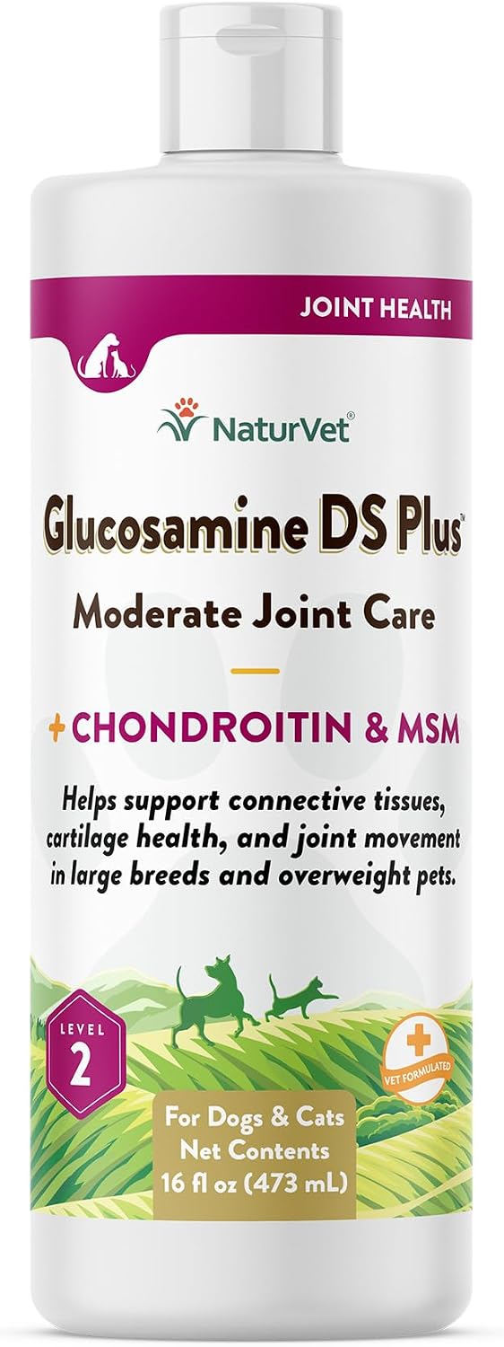 NaturVet – Glucosamine DS Plus - Level 2 Moderate Care – Supports Healthy Hip & Joint Function – Enhanced with Glucosamine, MSM & Chondroitin – for Dogs & Cats–70 Soft Chews