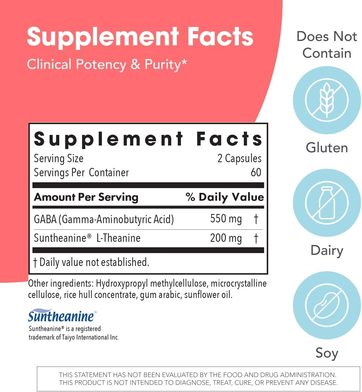 Allergy Research Group ARG 200 mg of Zen - Supports Calm and Stress Balance - Delivers 200 mg L-Theanine & 550 mg GABA per Serving - Vegetarian & Hypoallergenic - 60 Servings - 120 Capsules