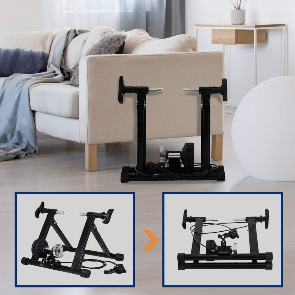 FDW Magnetic Bike Trainer Stand for Indoor Riding, Steel Bicycle Exercise Training Stand with Noise Reduction Wheel