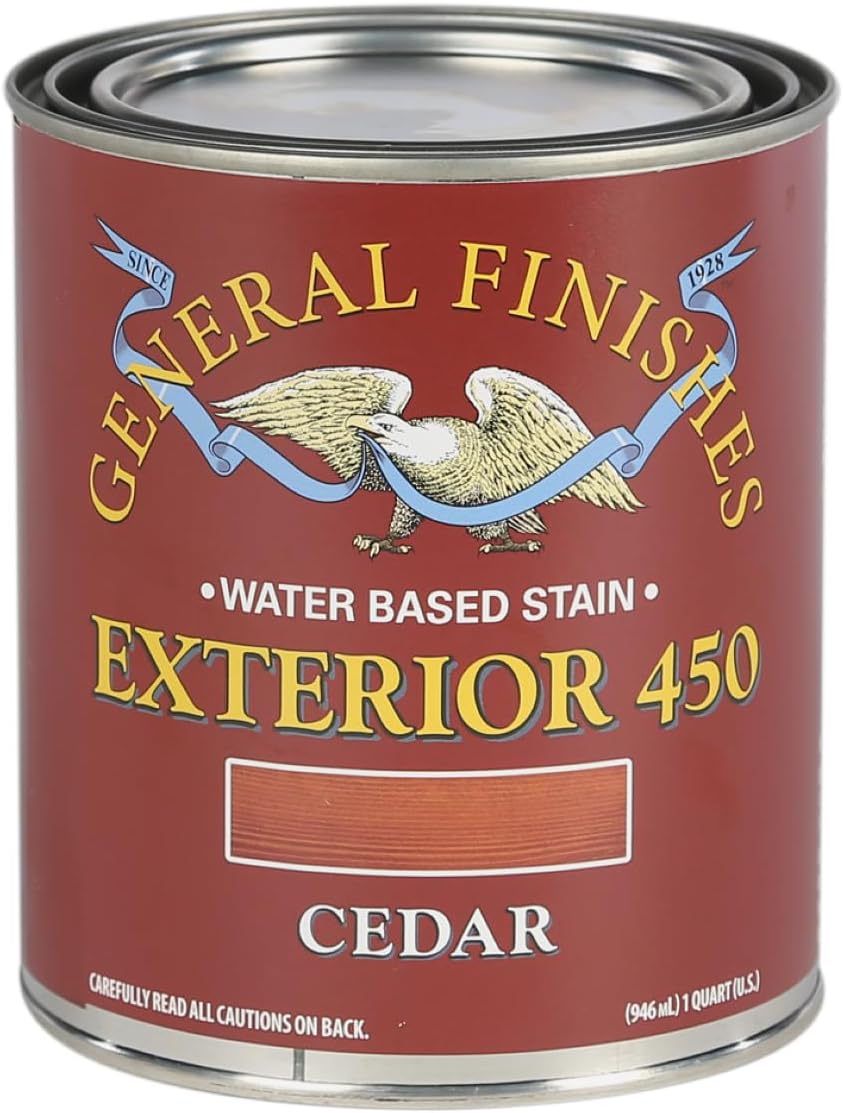General Finishes Exterior 450 Water Based Wood Stain, 1 Quart, Cedar