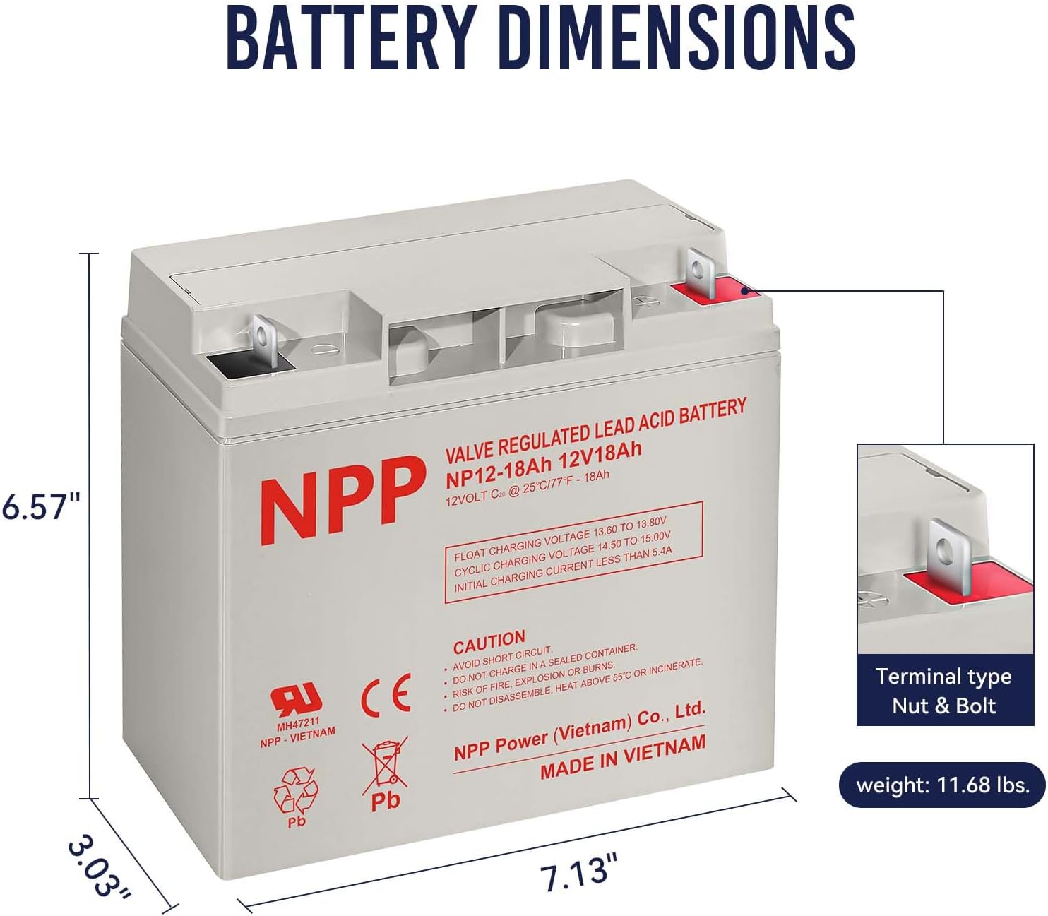NPP NP12-18Ah 12V 18Ah (T12), 12Volt Rechargeable SLA Battery for UPS Electric Scooter, Replaces Pride Mobility Go-Go Elite Battery,UB12180 FM12180 6fm18