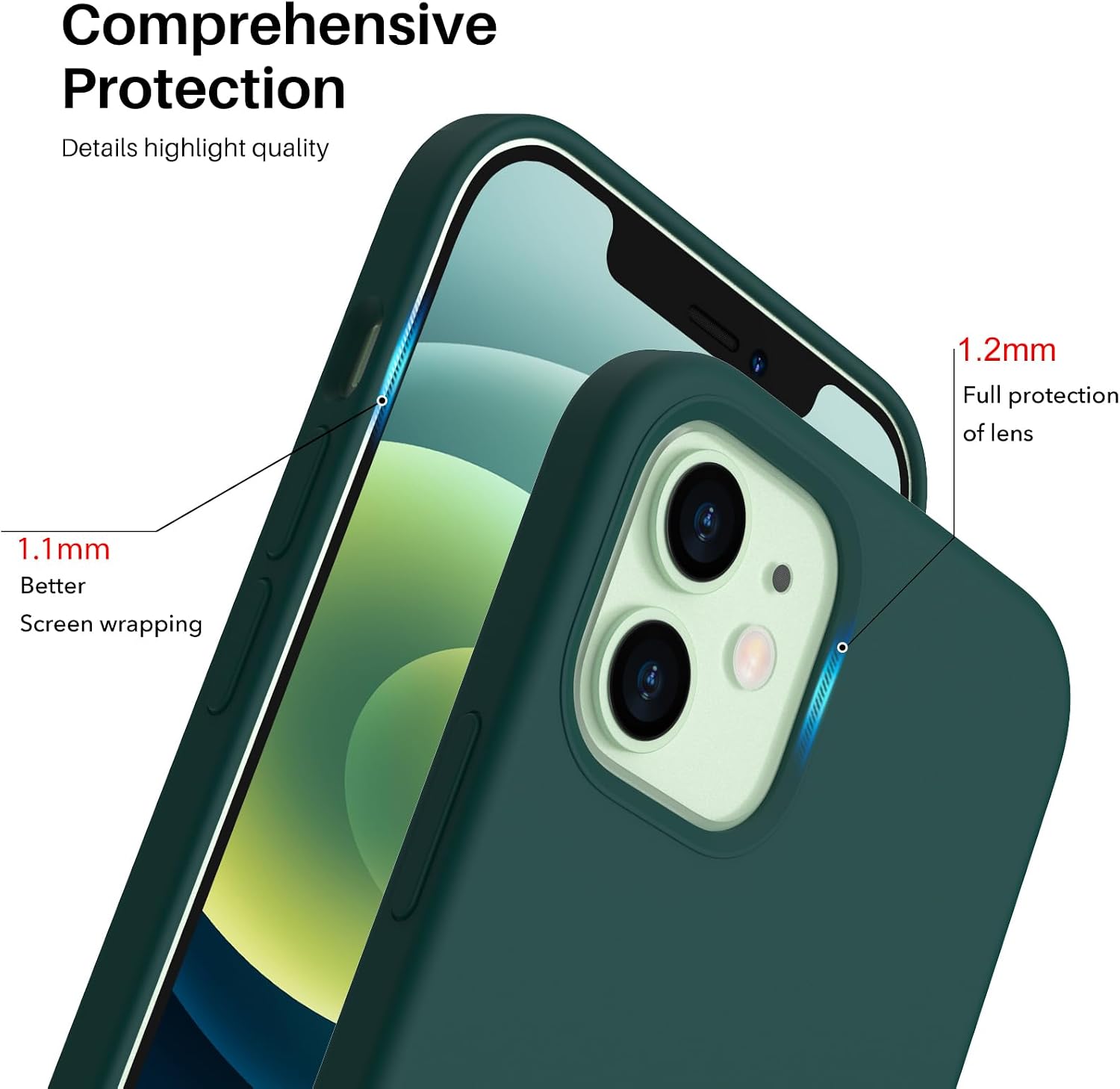 ORNARTO for iPhone 12 Mini Case, Slim Liquid Silicone Cover, Navy Blue
