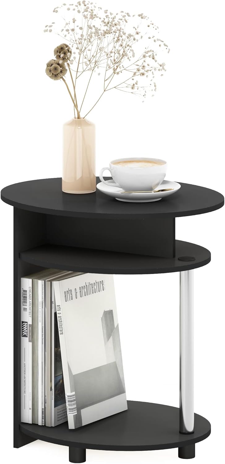Furinno SIMPLE DESIGN Side Table, 2-Tier Modern End Table with Soft Edges, Open Shelves Night Stand, Bedside Table, for Living Room, Bedroom, French Oak