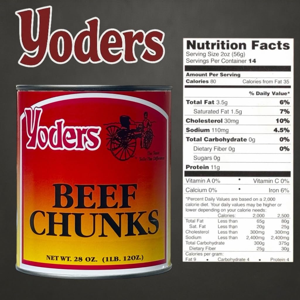 Yoder's Canned Premium Boneless Beef Chunks, 28 Oz(1 lb.12 Oz,1 can)