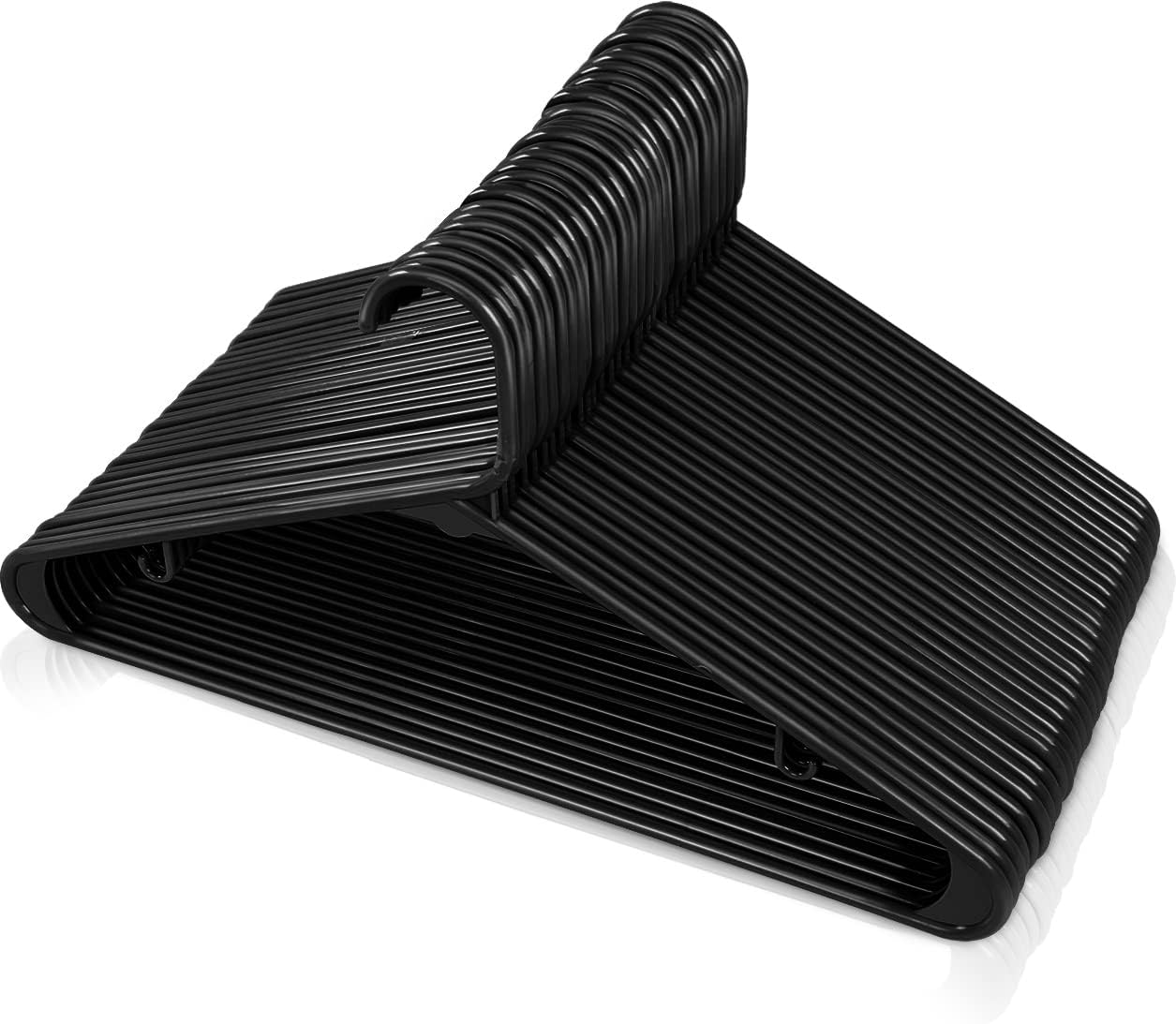 Utopia Home Plastic Hangers 50 Pack – Built-in Strap Hooks Black