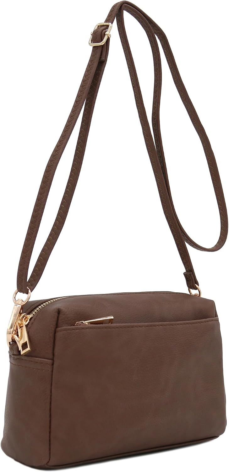 Triple Zip Small Crossbody Bag