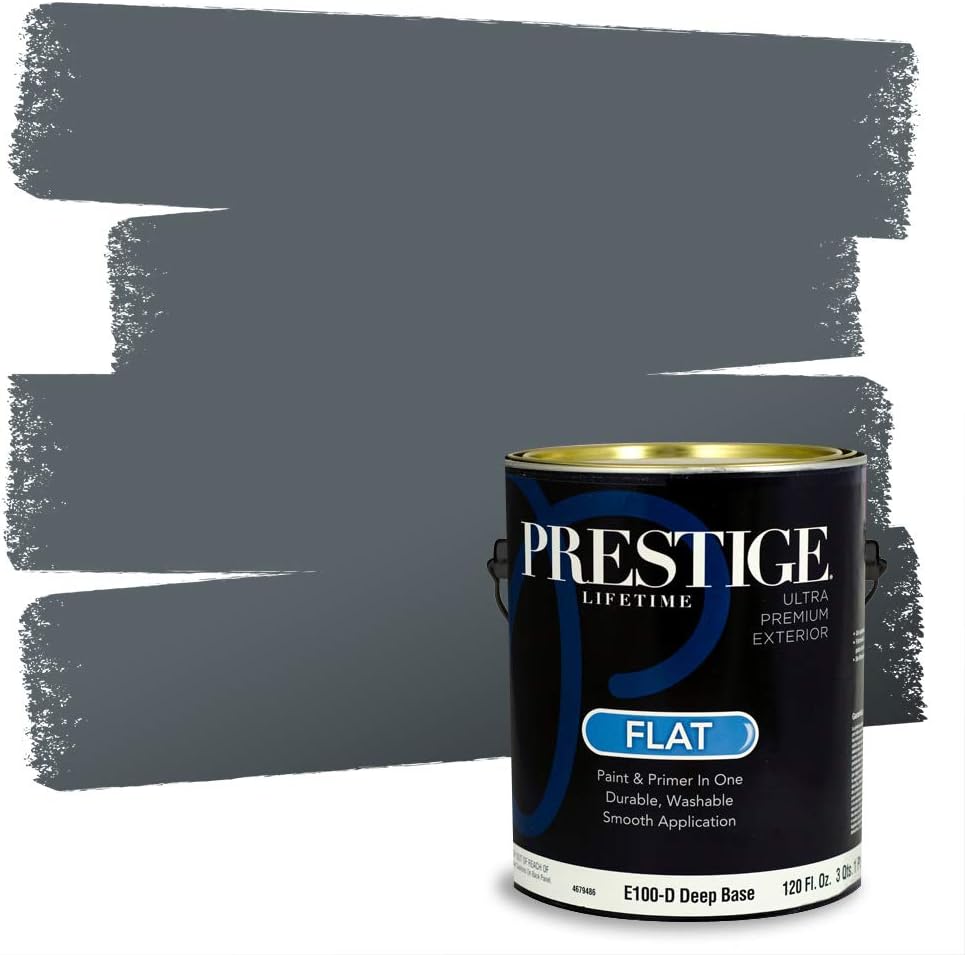 PRESTIGE Paints Exterior Paint and Primer In One, 1-Gallon, Satin, Comparable Match of Sherwin Williams* Tricorn Black*