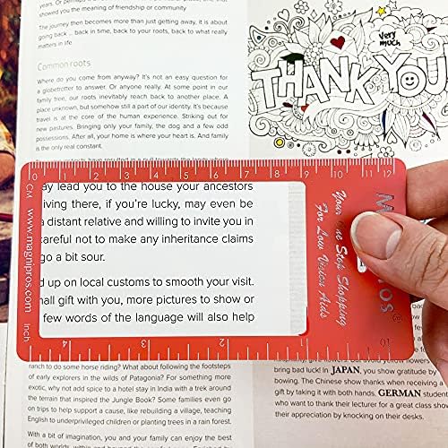 MAGDEPO 3X Magnifier Bookmark Ruler, Credit Card Size Magnifier, Card Protector with Magnifying Lens