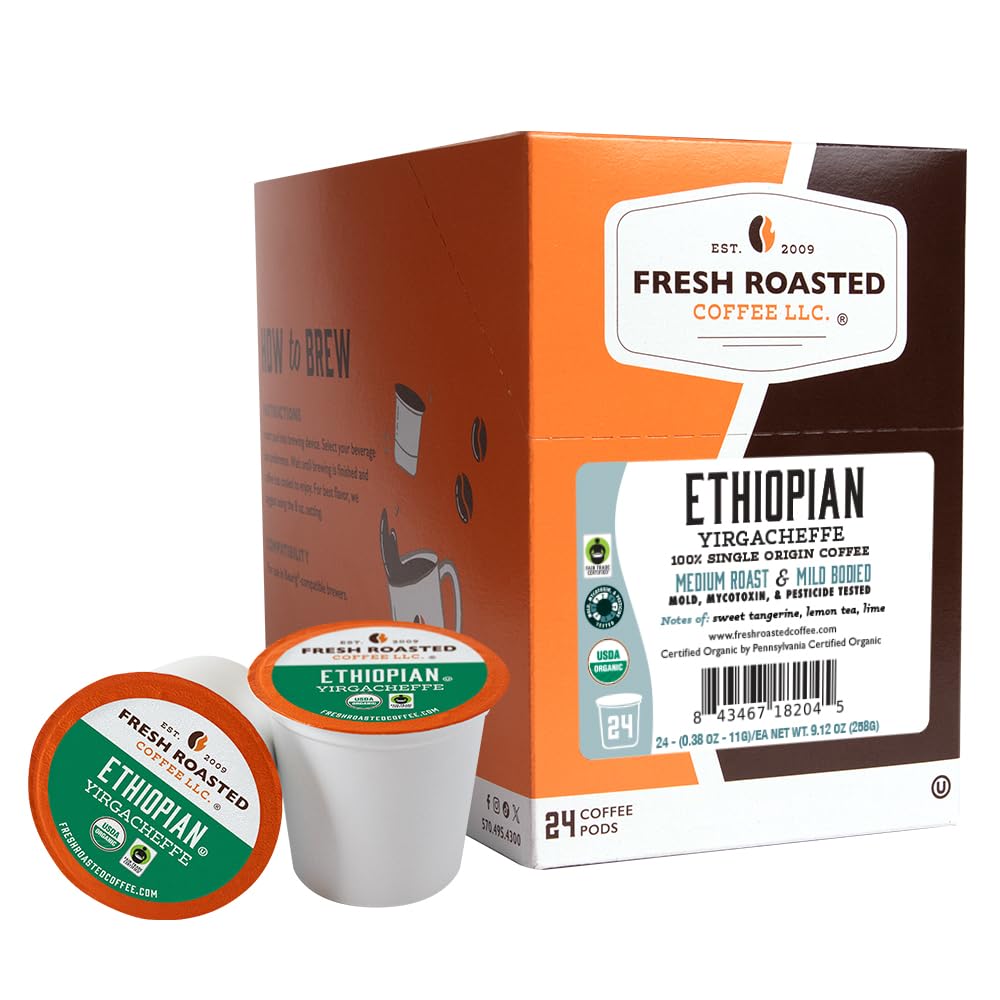 Fresh Roasted Coffee, Organic Colombian K-Cup Pods for Keurig Brewers, Medium Roast, USDA Organic, Kosher, 24 Count (Pack of 3)
