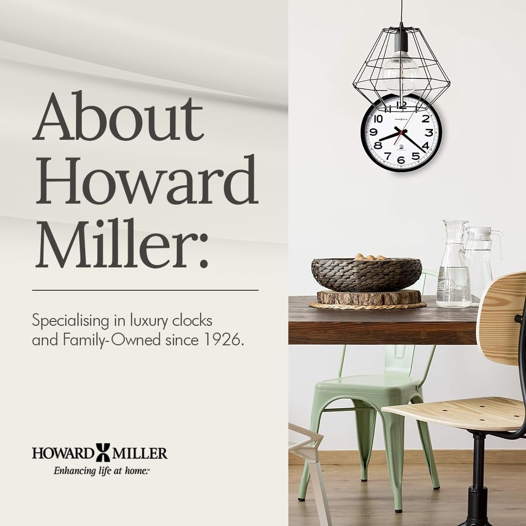 Howard Miller Accuwave Wall II Radio-Controlled Wall Clock – Auto Time Zone & DST, Soft Tick, White Dial, Crystal Glass, AA Battery