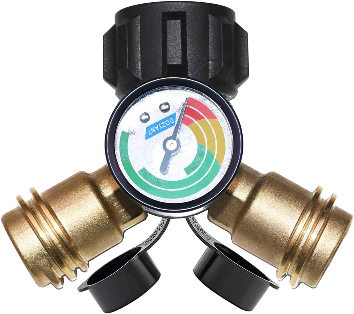 DOZYANT Propane Splitter, 2 Way LP Gas Adapter Tee Connector for 20lb Propane Tank Cylinder, Work with BBQ Grills, Camping Stoves, Gas Burners, Heater | Propane Tank Splitter 2 Way Y Tee links two regulators to a 20 lb tank for BBQ grills camping stoves…