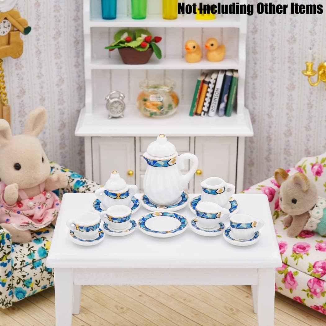 Odoria 1/12 Miniature Porcelain Tea Set 15Pcs Dollhouse Decoration Accessories, Grapes