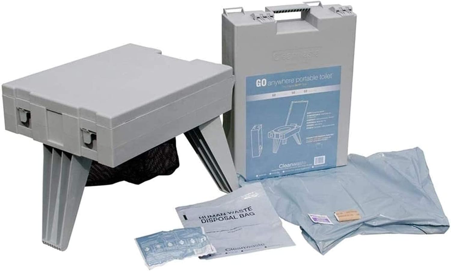 Cleanwaste GO Anywhere Complete Portable Camping Toilet with 3 Waste Kits