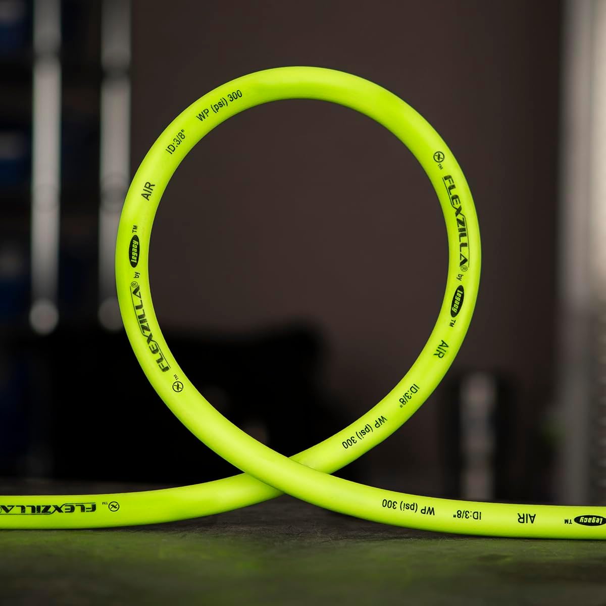 Flexzilla Air Compressor Hose, 3/8 in. x 50 ft., 1/4 in. MNPT Fittings, No-Kink, All Weather, Lightweight, Premium Hybrid Polymer, 300 PSI, ZillaGreen