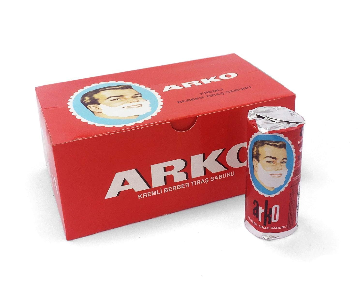Arko Men Face Shaving Soap Stick, Sensitive skin shave cream, White, ( Pack Of 12 )