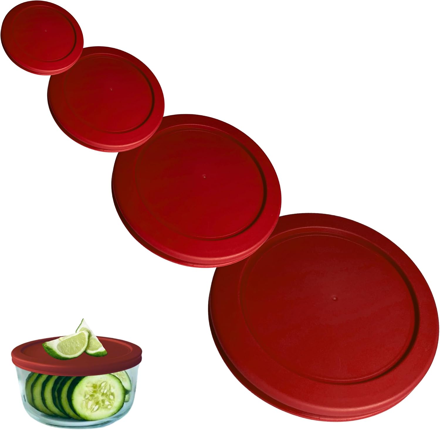 1, 2, 4 & 7 Cup Green, Orange, Blue, Red Replacement Lids/Covers for Pyrex