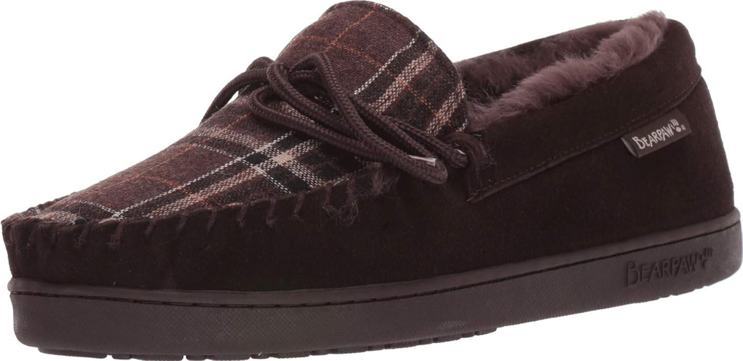 BEARPAW Moc II 2 - Men's Sheepskin Slipper - 1295M | Comfortable & Lightweight Men's Shoe, Medium Fit, Multiple Colors