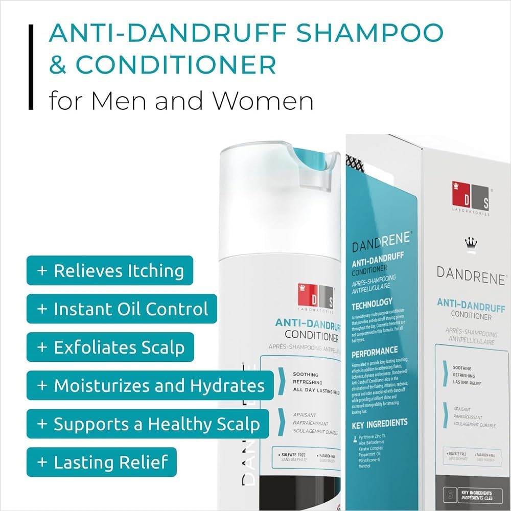 DS Labs Dandrene Anti-Dandruff Shampoo & Conditioner Kit, 205 mL | Complete scalp care system with Nanosome Technology & aloe vera to cleanse