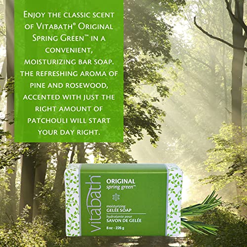 Vitabath Original Spring Green Moisturizing Gelee Bar Soap All Over Gentle Foaming Cleanser & Hydrating Solid Body Wash - Nourish & Rejuvenate All