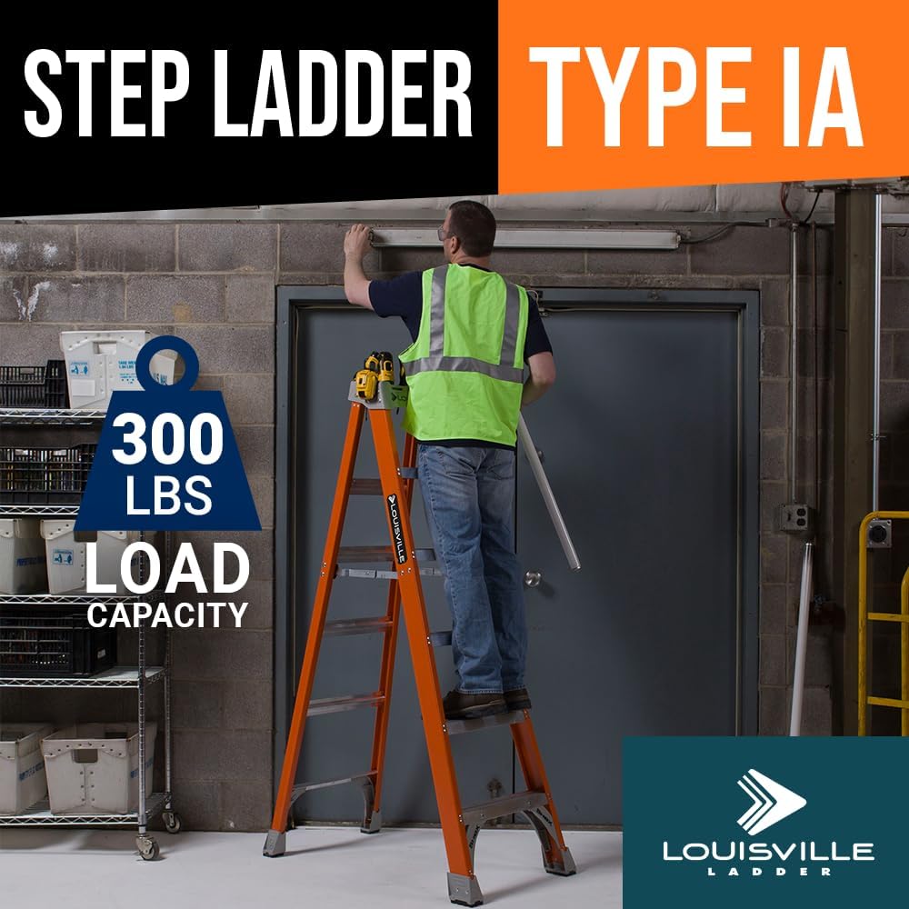 Louisville Ladder 2-Foot Fiberglass Step Stool Industrial, 300-Pound Load Capacity, Type IA, FS1502