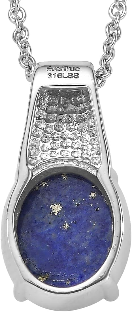 Lapis Lazuli 6.10 ctw Pendant Necklace in Stainless Steel 20 Inches