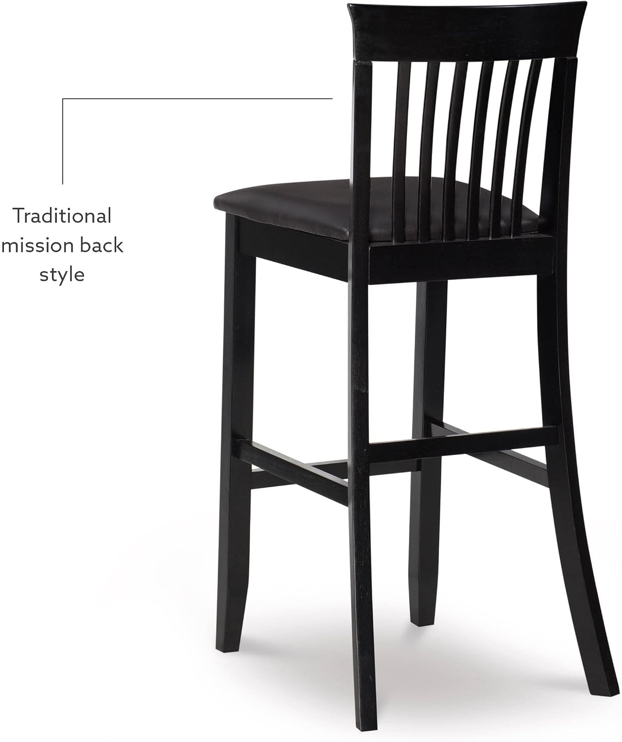 Linon Torino Collection Craftsman Counter Stool, 17.25"W x 19.5"D x 37"H, Black