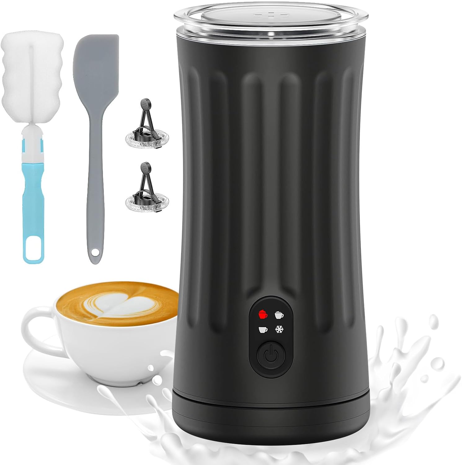 Milk Frother, 4-in-1 Milk Steamer and Frother, 8.1oz, White | Milk Warm and Cold Foam Maker, Auto Shut-Off Frother for Coffee, Latte, Cappuccino, Macchiato
