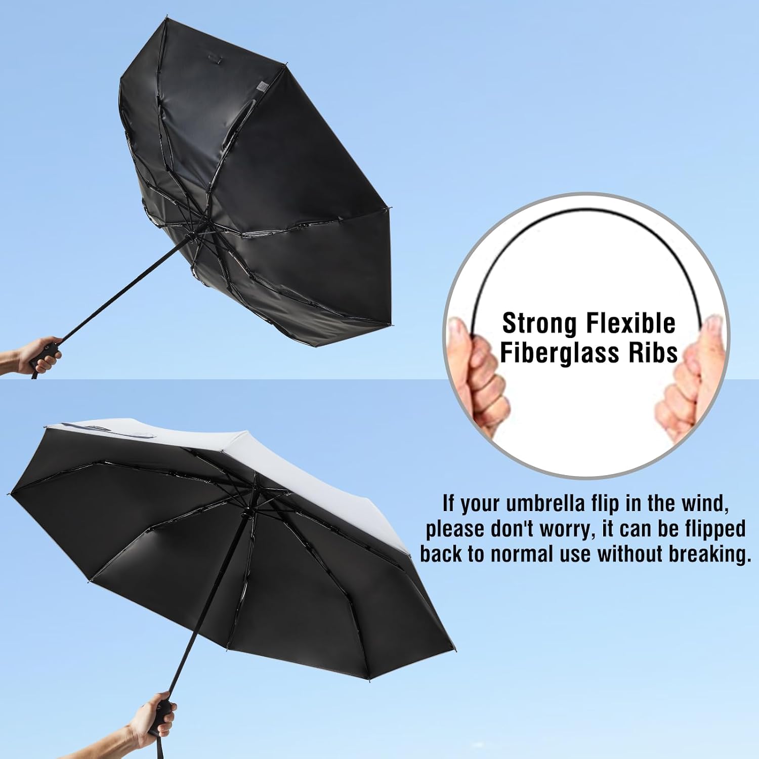 G4Free UPF 50+ UV Protection Travel Umbrella 42/46 Inch Auto Open Close