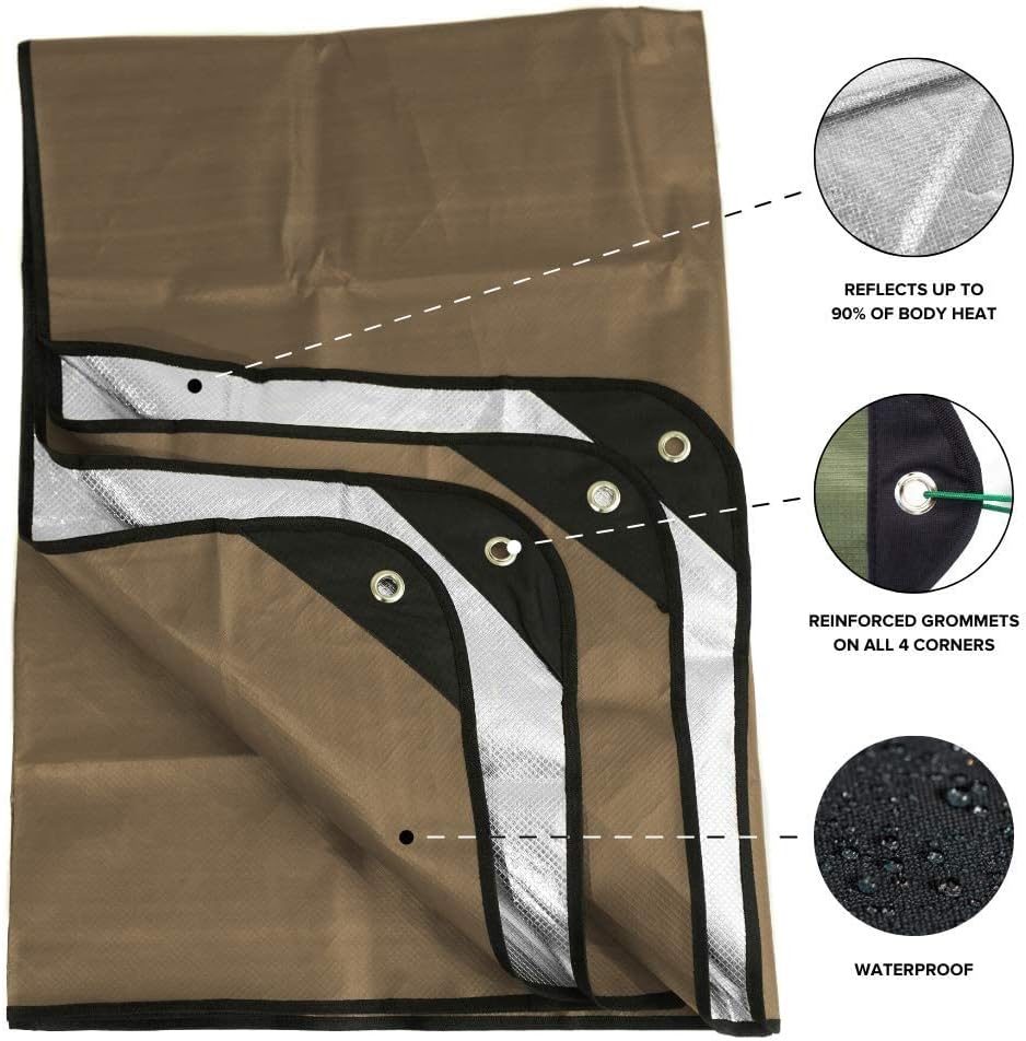 Arcturus Insulated Tarp, Reusable Heavy Duty Thermal Survival Blanket – 60x82in, Reflects 90% Body Heat, Waterproof, Windproof, 3-Layer Design, Reinforced Grommets, Olive Green | Reflective Mylar, Waterproof & Windproof, Reinforced Grommets for Tarp Setu…