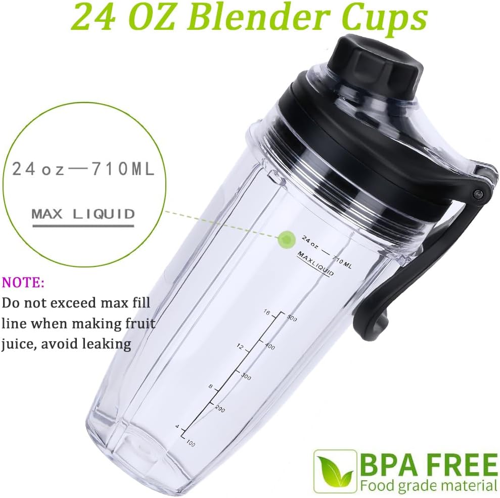 Replacement 24oz Blender Cup with Sip & Seal Lid For Nutri Ninja BL450 BL456 BL480 BL482 BL640 BL642 BL682 BN751 BN801 Foodi SS101 SS151 SS351 SS401
