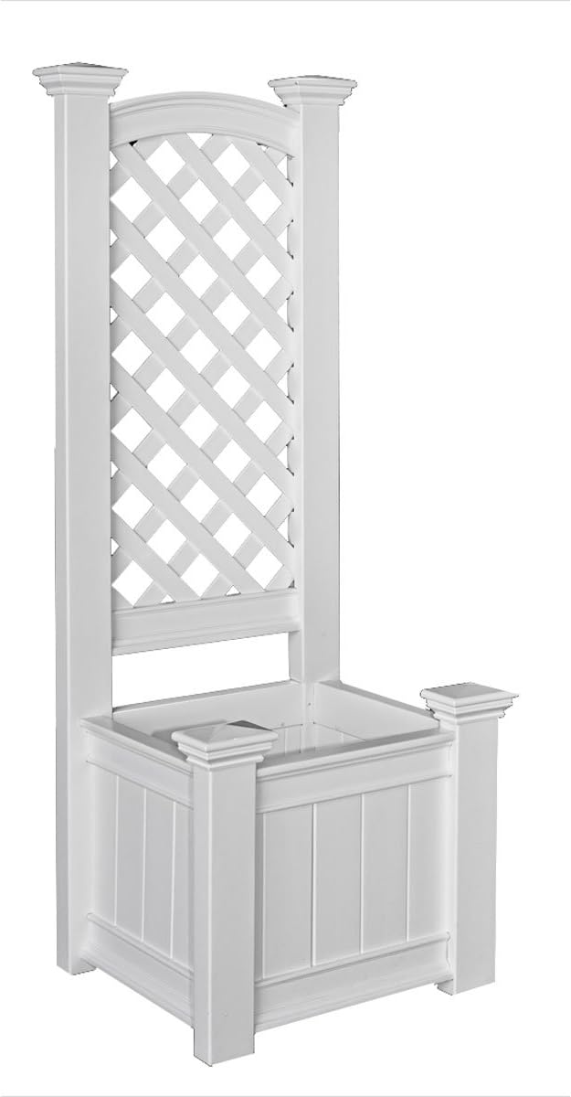 Kensington 23"W x 20"L Vinyl Planter Box with Trellis