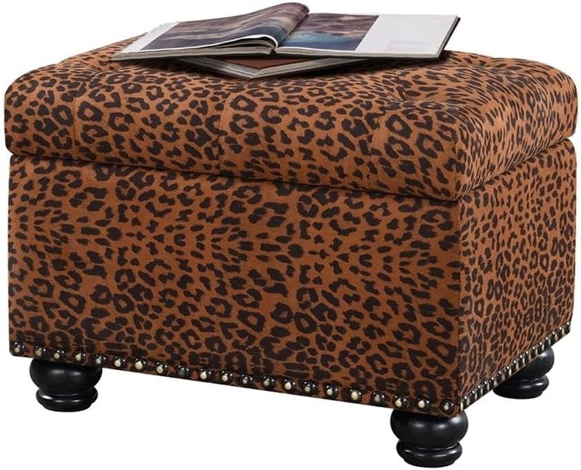 Convenience Concepts Designs4Comfort 5th Avenue Storage Ottoman 24" - Contemporary Foot Stool and Seat with Hinged Lid for Living Room, Dining Room, Office, Den, Espresso Faux Leather
