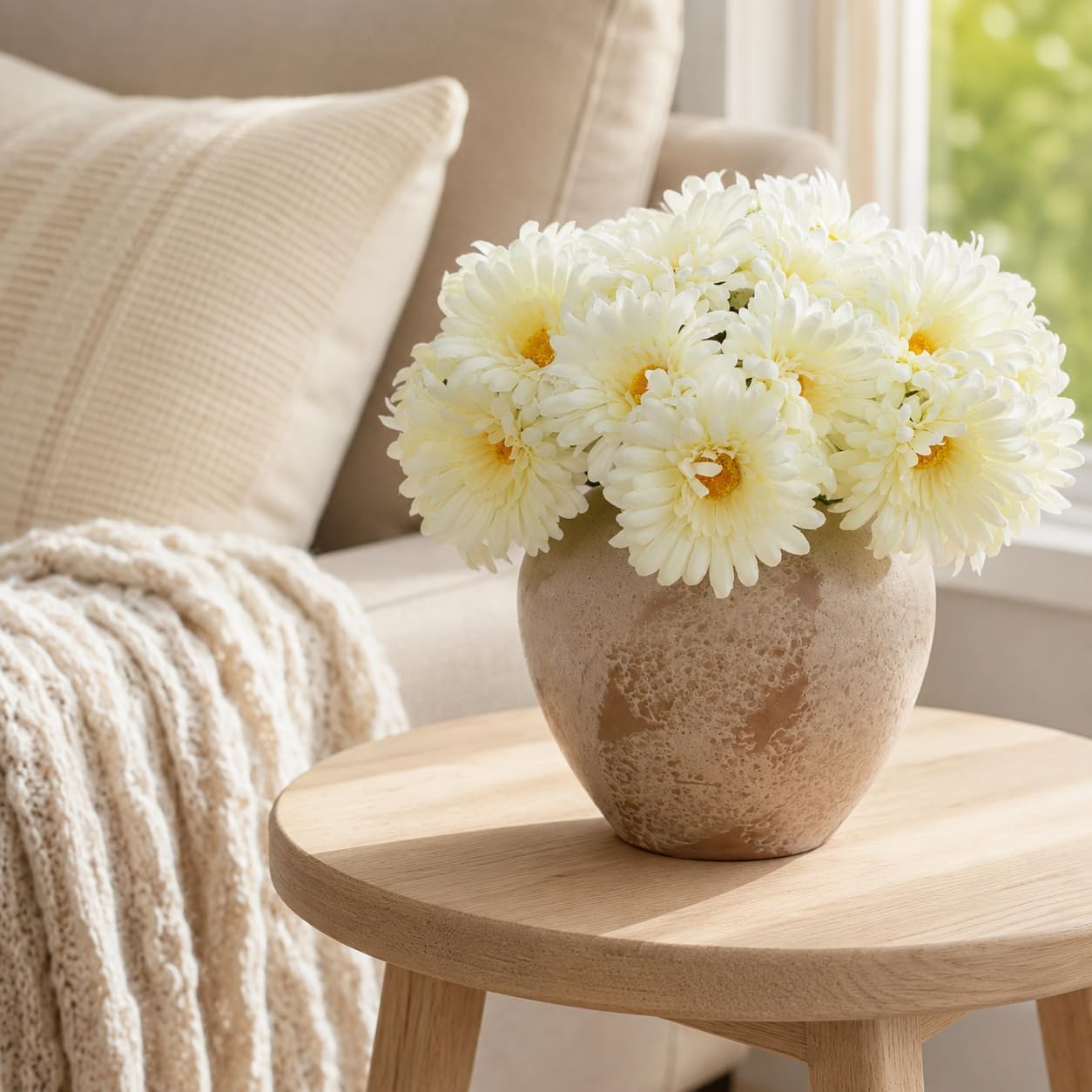 TOPIA Artificial African Daisies Flowers African Daisy Silk Flowers Artificial Gerbera Daisies Pack of 10 (Yellow)