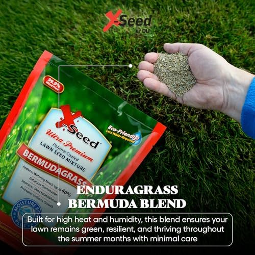 X-Seed Moisture Boost Plus Bermuda Grass Seed for Lawn, Grows Thick in Full Sunlight, Drought & Heat Tolerant, Uses Less Water Than Other Grasses