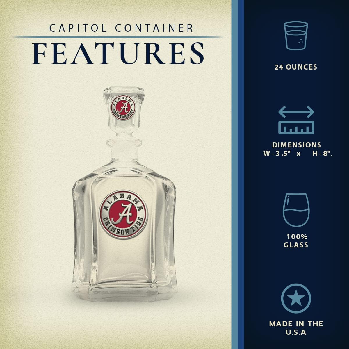 Marines Decanter – Eagle Globe & Anchor | 24 OZ Whiskey Decanter for Liquor with Airtight Stopper | Expertly Crafted Pewter Glass Clear